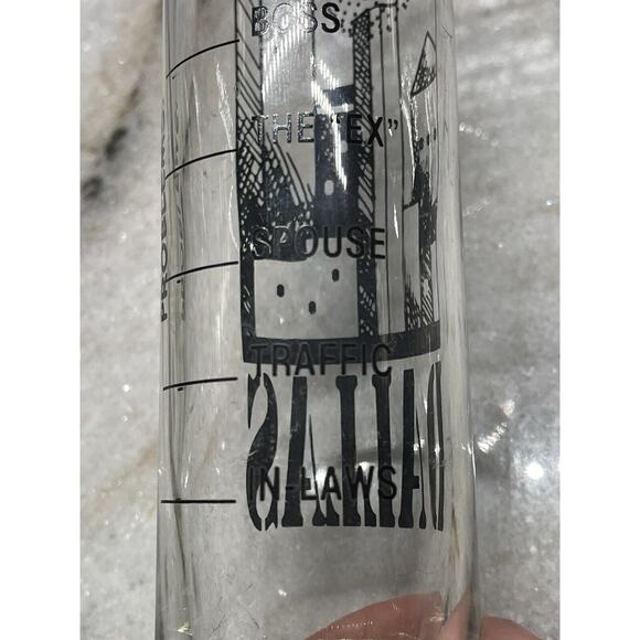 Funny Souvenir Tall Shot Drink Glass Dallas Texas Vintage Fill To Problem Level - Picture 6 of 8